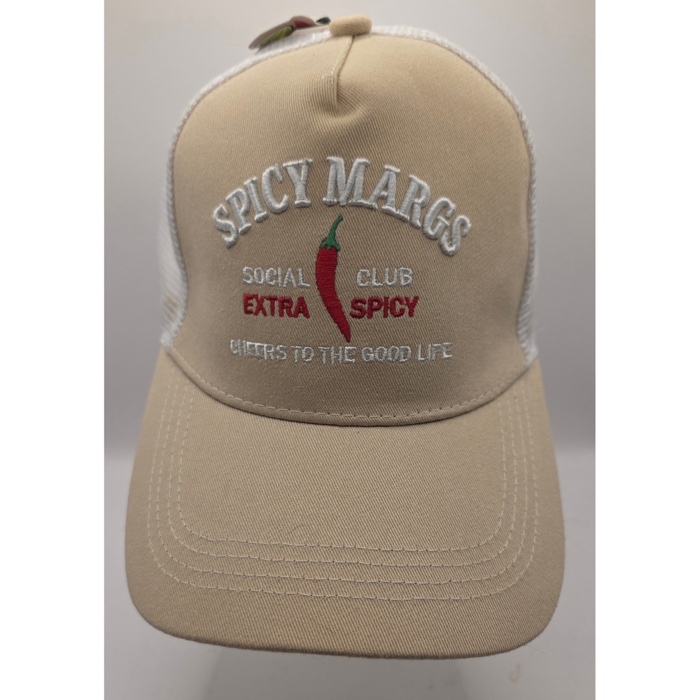 Spicy Margs Trucker Hat by A Little Obsessed Tan Mesh Snapback Cap Margarita NWT